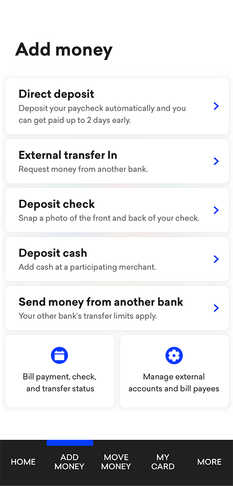 Check balances and transactions