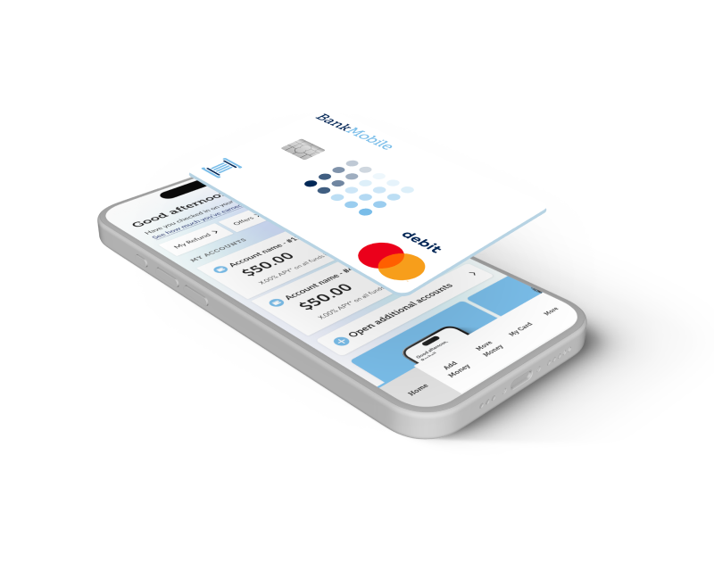 Mobile app with the debit card